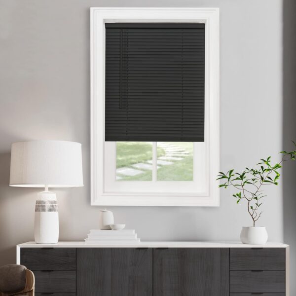 Cordless Light Filtering Mini Blind – 39″ Width × 64″ Length, 1″ Slat Size – Black – Cordless GII Morningstar Horizontal Window Blind by Achim Home Decor